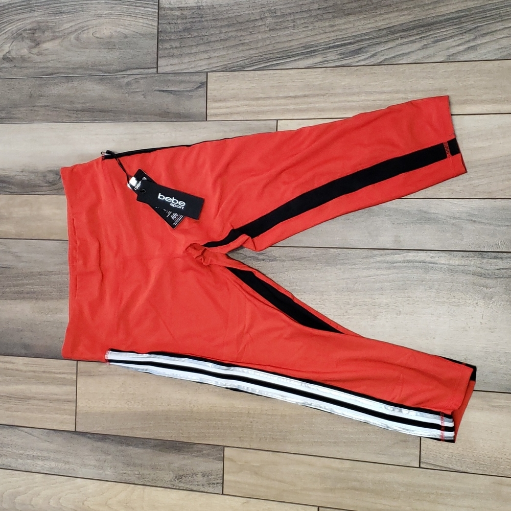 NWT Bebe Sport orange athletic workout capris